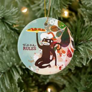 Pizza aap chef pet junk food culinair keramisch ornament
