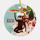 Pizza aap chef pet junk food culinair keramisch ornament (Voorkant)