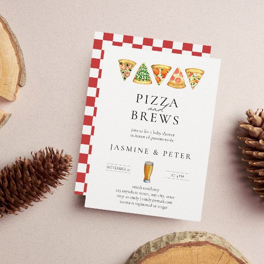 Pizza and Brews Co Ed Baby shower Invitation