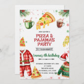Pizza and Pajamas Christmas Invitation (Devant / Derrière)