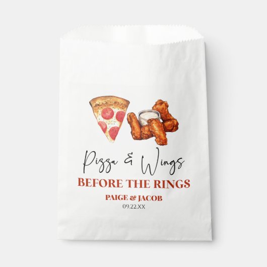 Pizza and Wings Before The Wings Rehearsal Dinner Bedankzakje (Voorkant)