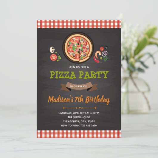 Pizza anniversaire de douche invitation (Debout devant)