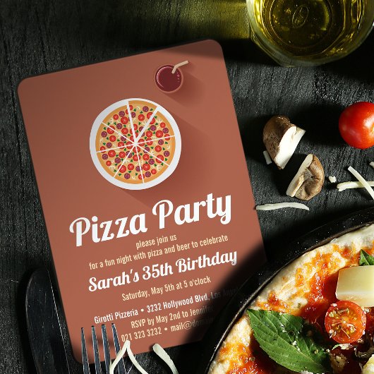Pizza Anniversaire Fête Invitation