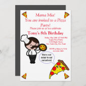 Pizza Anniversaire Fête Invitation (Devant / Derrière)