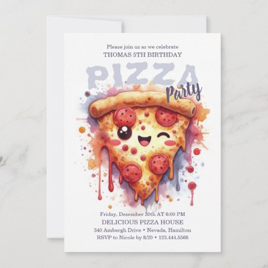 Pizza Anniversaire Fête Invitation (Devant)
