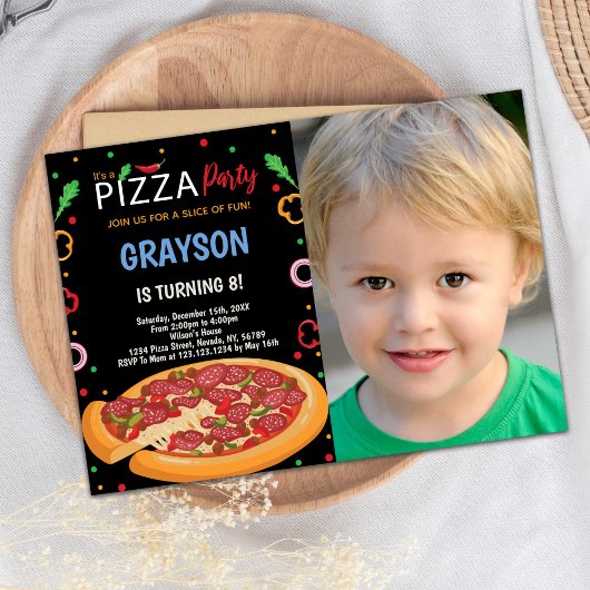 Pizza Anniversaire Invitations avec photo