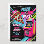 Pizza Arcade Invitation pour enfants (Devant / Derrière)