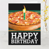 PIZZA AVEC CANDLE ANNIVERSAIRE CARTE SURTAILLÉE (Fleur jaune)