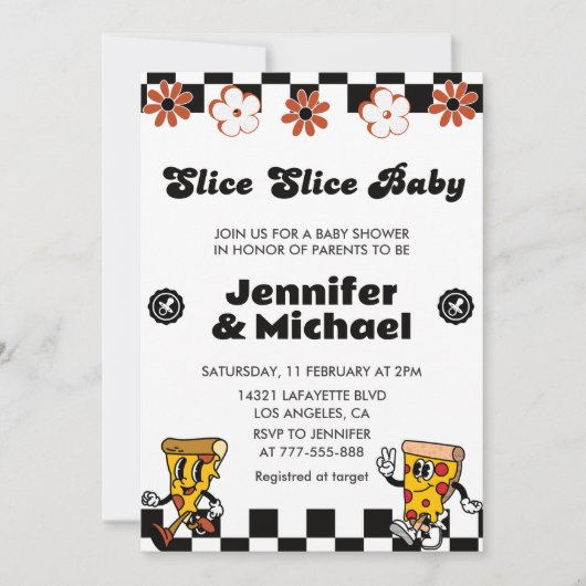 Pizza Baby Douche Invitations Slice Slice Baby (Devant)