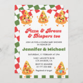 Pizza Baby Douche Uitnodigingen Pizza Bierluiers (Voorkant / Achterkant)