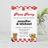 Pizza Baby Douche Uitnodigingen Pizza Party Fopspe (Staand voorkant)