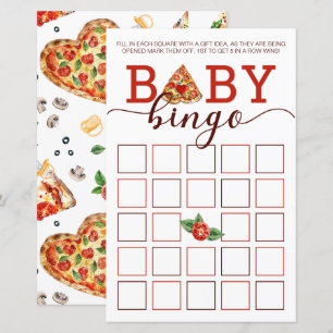 Pizza Baby shower Baby Bingo Spel Kaart