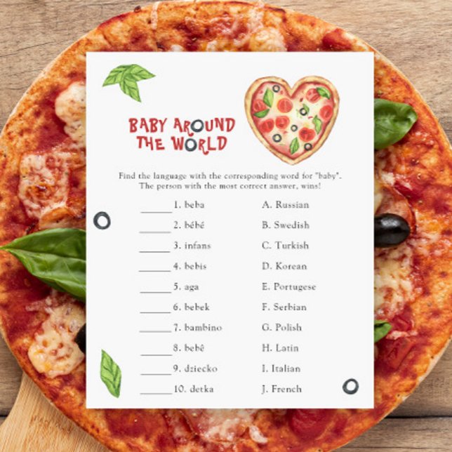 Pizza baby shower - baby rond de wereld spel (Creator heeft geüpload)