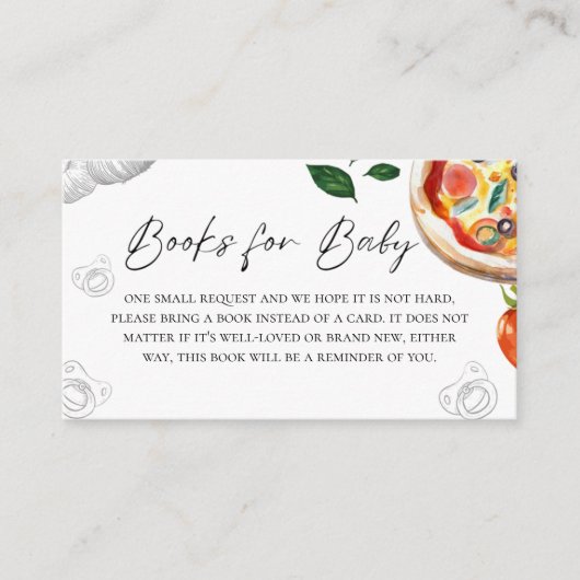 Pizza Baby shower Boek Aanvraag Informatiekaartje (Voorkant)