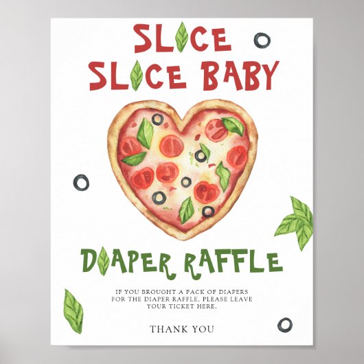 Pizza baby shower - diaper raffle poster (Voorkant)