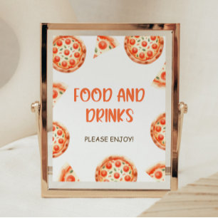 Pizza Baby shower eten en Drinken teken Poster