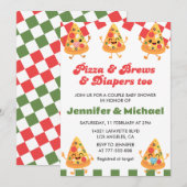 Pizza Baby Shower Invitations Pizza Bière Diaposit (Devant / Derrière)