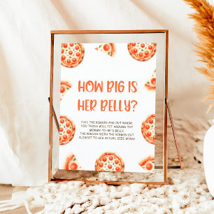 Pizza Baby shower spel teken hoe groot is haar bui Poster
