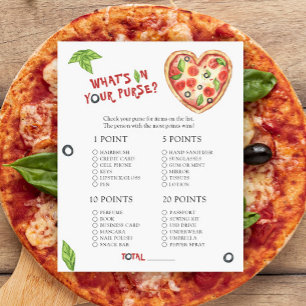 Pizza baby shower - Wat zit er in je tas spel