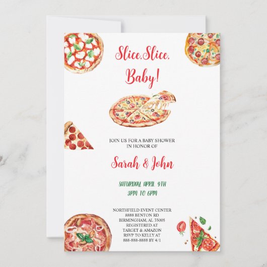 PIZZA BABYSHOWER INVITATION KAART (Voorkant)