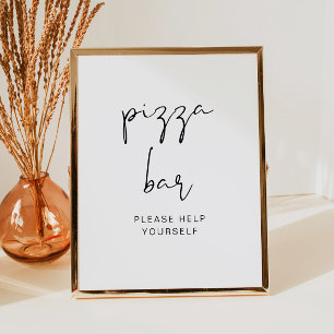 Pizza Bar Bord, Modern Minimalistisch Voedselstati Poster