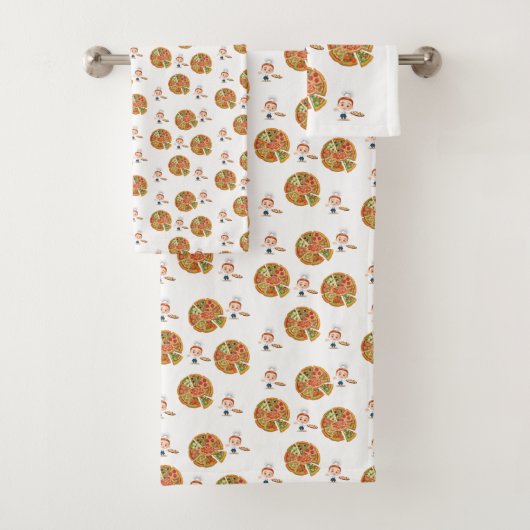 Pizza Bathroom Towel sets Bad Handdoek (Insitu)