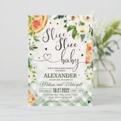 Pizza BBQ Baby shower invitation Slice Slice Baby (Debout devant)