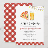 Pizza & Beer Birthday Party Kaart (Voorkant / Achterkant)