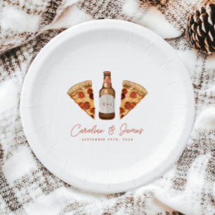 Pizza & Beer Casual Couples Wedding Vrijgezellenfe Papieren Bordje