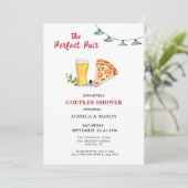 Pizza & Bier Perfecte Paar Couples Douche Kaart (Staand voorkant)