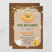 Pizza bière couche douche invitation (Devant / Derrière)