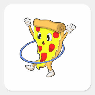 Pizza bij fitness met fitnessbanden.PNG Vierkante Sticker