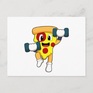Pizza bij Fitness met Hantels Briefkaart