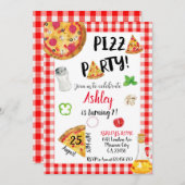 Pizza Birthday Invitation, Pizza Invitation (Devant / Derrière)