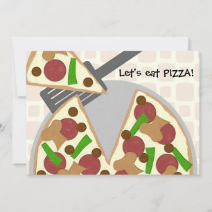 Pizza Birthday Party Invitation Kaart