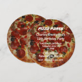 Pizza Birthday Party Invitation Kaart (Voorkant / Achterkant)