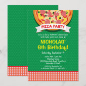 Pizza Birthday Party Invitation Kaart (Voorkant / Achterkant)