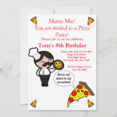 Pizza Birthday Party Invitation Kaart (Voorkant)