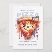 Pizza Birthday Party Invitation Kaart (Voorkant)