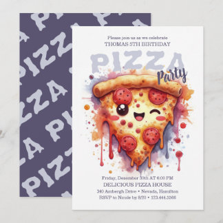 Pizza Birthday Party Invitation Kaart