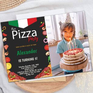 Pizza Birthday Party nodigt u uit met foto Kaart