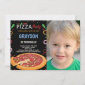Pizza Birthday-uitnodigingen met foto Kaart (Voorkant)