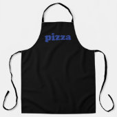 Pizza blauwe letters zwarte grappige keuken schort (Voorkant)
