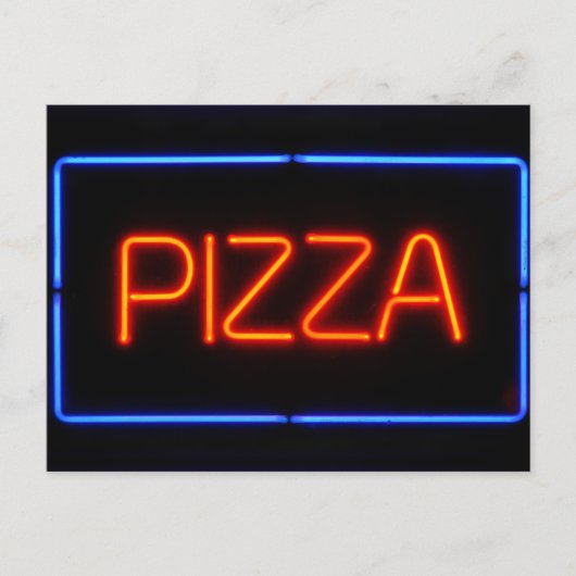 PIZZA Blue & Red Neon Sign Briefkaart (Voorkant)