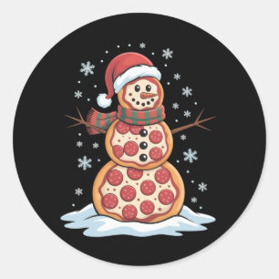 Pizza Boomman Kerstman Hoed Kerstfeest Grappig Ronde Sticker