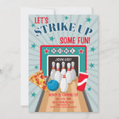 Pizza Bowling verjaardagsfeestje Kaart (Voorkant)