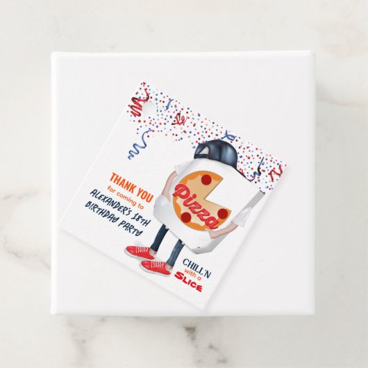 Pizza Box Funny Party Bedankjes Labels (In situ)