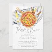 Pizza & Brew Couples Bridal Shower Invitation Kaart (Voorkant)