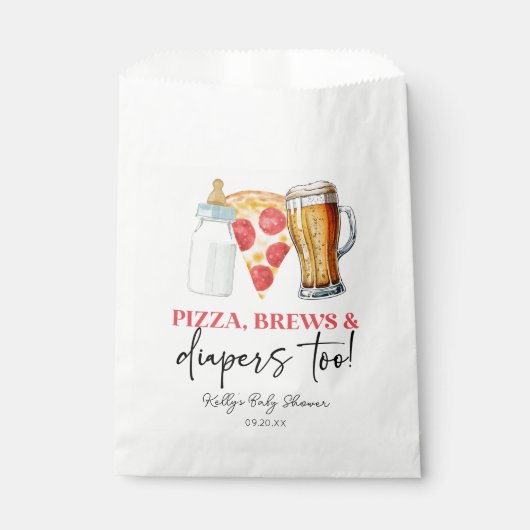 Pizza Brews en Luiers ook! Baby Shower Bedankzakje (Voorkant)