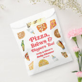 Pizza Brouwen en Luiers Ook Pizza Beer Baby shower Bedankzakje (Gezegeld)